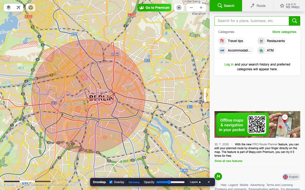 German DIPUL control zone over Berlin